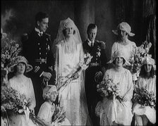 Group Posing for Wedding Photos at the Wedding of Louis Mountbatten, 1st Earl Mountbatten..., 1922. Creator: British Pathe Ltd.