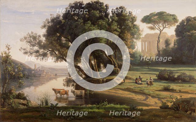 Italian Landscape (Site d'Italie, Soleil Levant), about 1835. Creator: Jean-Baptiste-Camille Corot.