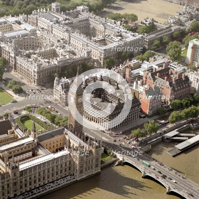 Whitehall and the Houses of Parliament, Westminster, London, 2002. Artist: EH/RCHME staff photographer