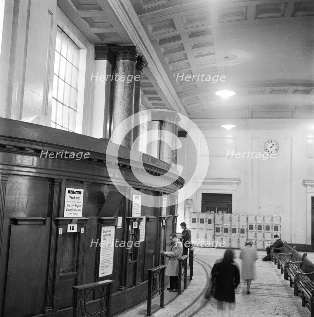 Ticket office, Waterloo Station, London, 1960-1972. Artist: John Gay
