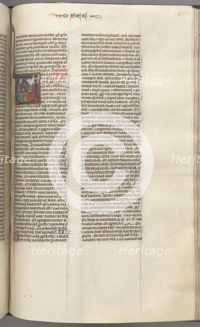 Fol. 350r, Hosea, historiated initial V, Hosea preaching to three men. , c. 1275-1300. Creator: Unknown.