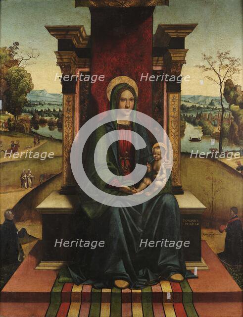 Virgin with Child enthroned with donors, 1497-1500. Creator: Panetti, Domenico (1460-1530).