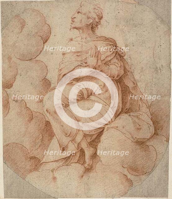 Man with Hands in Prayer, Seated in Clouds, n.d. Creator: Jean Duvet.