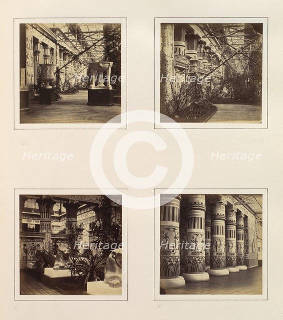 [Egyptian Court, Eastern Wall of Principal Court; Egyptian Court, Principal Facade tow..., ca. 1859. Creator: Attributed to Philip Henry Delamotte.