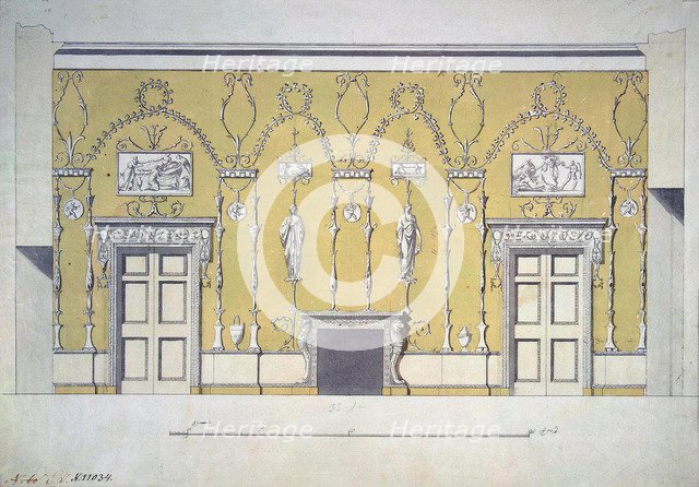 Design of the Green Dining room Great Palace in Tsarskoye Selo, Early 1780s. Artist: Cameron, Charles (ca. 1730/40-1812)
