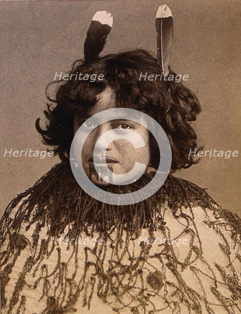 New Zealand: a Maori woman, 19th century. Creator: Pulman Photo.