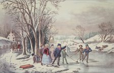 Winter Pastime, pub. 1855,  Currier & Ives (Colour Lithograph)