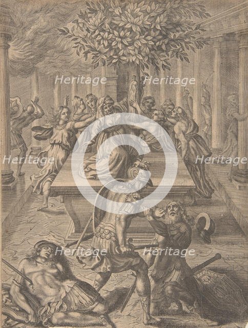 The Sack of Troy-Pyrrhus Killing Priam, before 1654. Creator: Pierre Lombart.