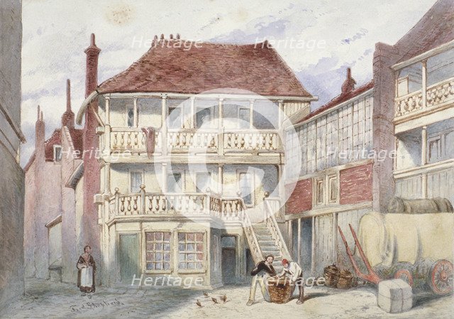 View of the French Horn Tavern, Holborn, London, 1840. Artist: Frederick Napoleon Shepherd