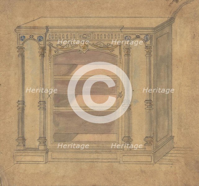 Cabinet Design with Central Shelves, 19th century. Creator: Anon.