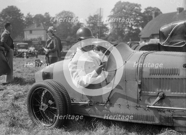 Bugatti Type 35, Bugatti Owners Club Hill Climb, Chalfont St Peter, Buckinghamshire, 1935. Artist: Bill Brunell.