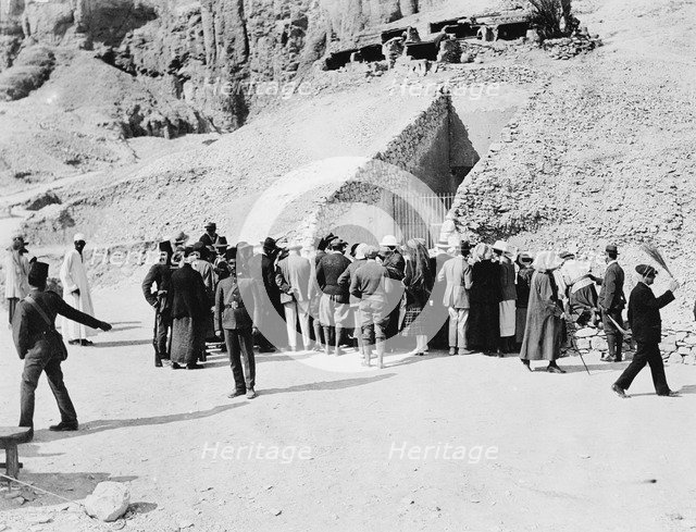 Crowd outside Tutankhamun's tomb, Valley of the Kings, Egypt, 1922. Artist: Harry Burton