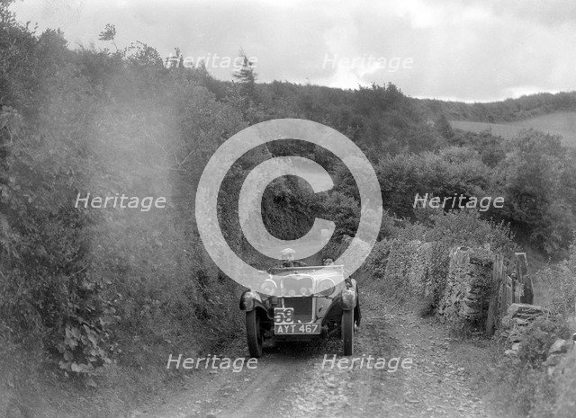 Singer open sports competing in the Mid Surrey AC Barnstaple Trial, 1934. Artist: Bill Brunell.