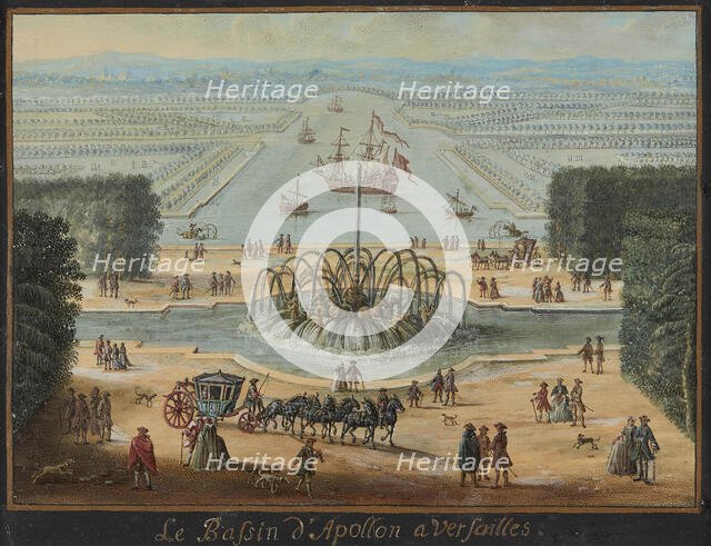 Perspective view of the Fountain of Apollo and the Grand Canal in Versailles, c1700-1719. Creator: Anonymous.