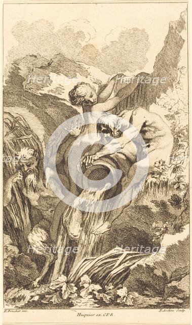 Satyr, Nymph and River God, in or after 1736. Creator: Pierre Alexandre Aveline.