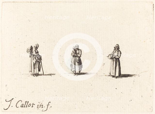 Three Women, One Holding a Child, probably 1634. Creator: Jacques Callot.