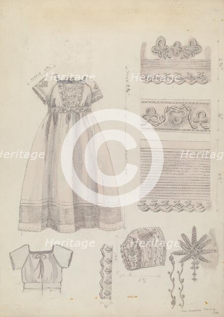 Embroidered Dress & Mull Cap, 1936. Creator: Ella Josephine Sterling.