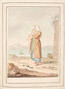 A Nurse of Procida, leaf from 'A Collection of Dresses by David Allan Mostly from Nature', 1776. Creator: David Allan.