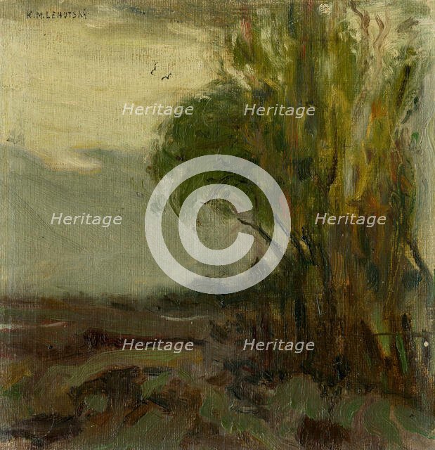 Landscape sketch with tree, 1900-1910. Creator: Karol Miloslav Lehotský.