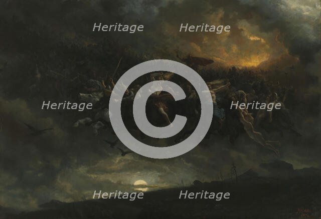 The wild Hunt of Odin, 1872. Creator: Peter Nicolai Arbo.