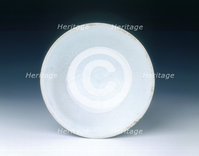 Qingbai dish with moulded lotus design, Song dynasty, China, 12th century. Artist: Unknown