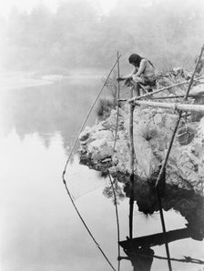 Fishing from a platform, c1923. Creator: Edward Sheriff Curtis.