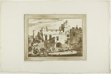 Manerbawr Castle, from Twelve Views in Aquatinta from Drawings taken...in South Wales,1775. Creator: Paul Sandby.