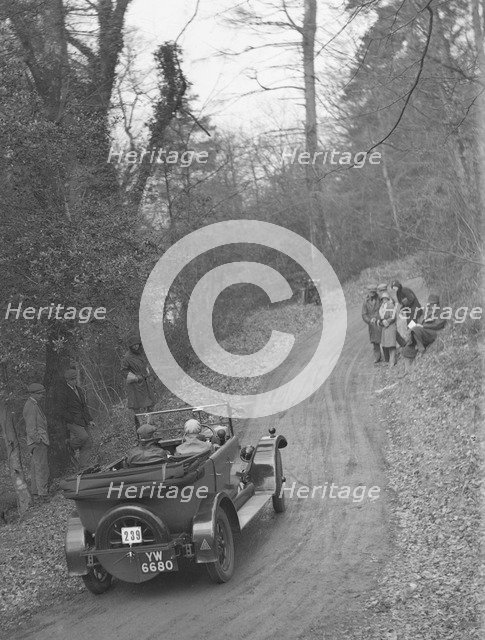 Standard 14/28 competing in the Sunbeam Motor Car Club Bognor Trial, 1929. Artist: Bill Brunell.
