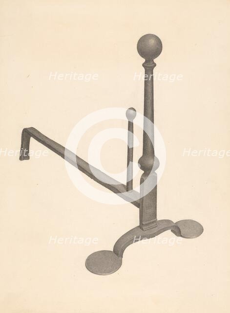 Andiron (one of pair), c. 1938. Creator: Gordon Sanborn.