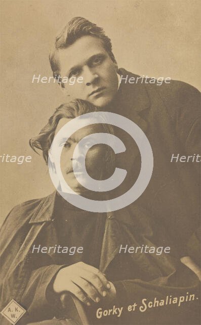Maxim Gorky and Fyodor Chaliapin, c1900. Creator: Unknown.