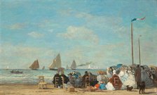 Beach Scene at Trouville, 1863. Creator: Eugene Louis Boudin.