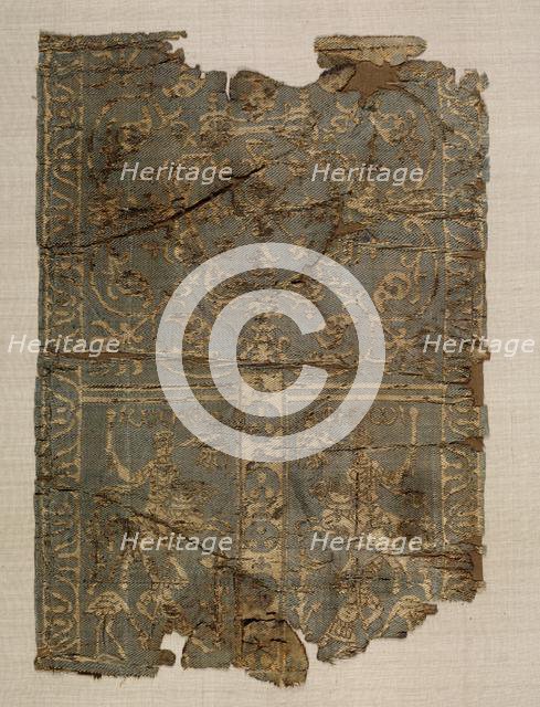 Silk Sleeve Decoration with Hunters, 700s. Creator: Unknown.