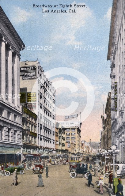 Broadway at 8th Street, Los Angeles, California, USA, 1915. Artist: Unknown