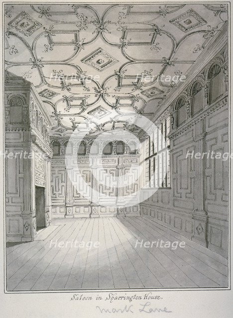 Interior view of the saloon in Sharrington House, Mark Lane, City of London, 1820. Artist: Anon