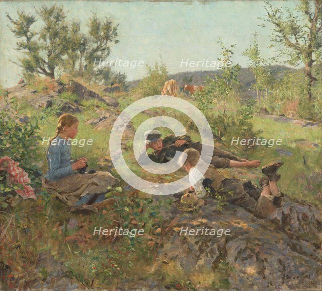 Herders at Tatoy, 1883. Creator: Erik Werenskiold.