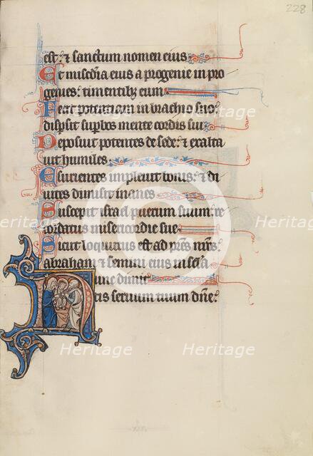 Initial N: The Presentation in the Temple; Bute Psalter, text and illumination about 1285. Creator: Bute Master.