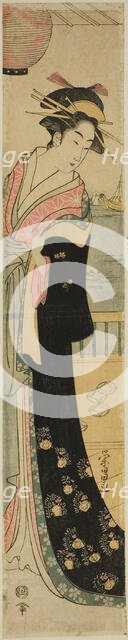 Women Standing on Veranda by a River, c. 1780/1800. Creator: Chokosai Eisho.