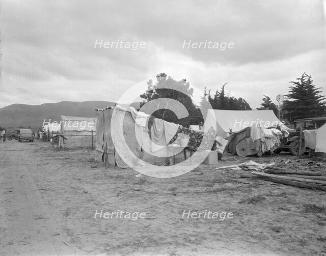 Camps of migrant pea workers, California, 1936. Creator: Dorothea Lange.