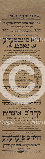 Di finstere nakht, c1897. Creators: Windsor Theatre, Yosef Latayner.