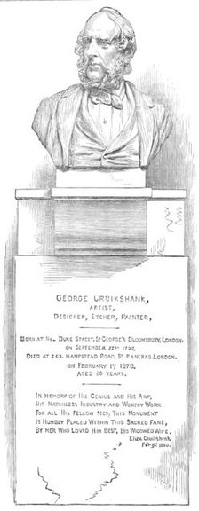Monument over the grave of George Cruikshank, in the Crypt of St. Paul's, 1881. Creator: Unknown.