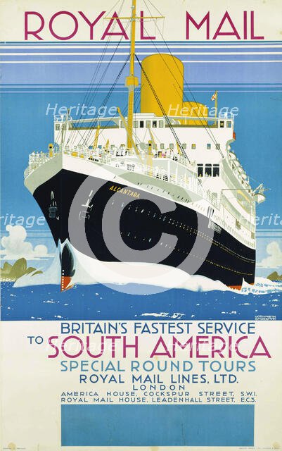 Royal Mail to South America, c1930. Creator: Shoesmith, Kenneth Denton (1890-1939).