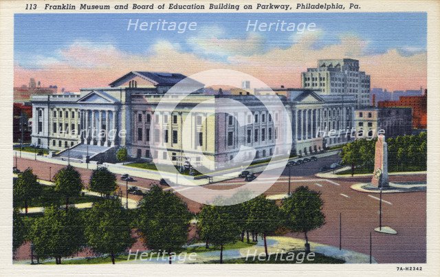 Franklin Institute and Board of Education Building, Philadelphia, Pennsylvania, USA, 1937. Artist: Unknown