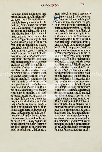 Page from the Biblia Latina, 1454-5. Creator: Peter Schöffer.