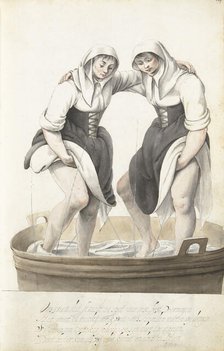 Two women treading laundry, c.1652-c.1653. Creator: Gesina ter Borch.
