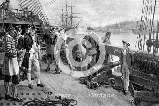'Nelson's First Footing in the Navy, Chatham', 1771. Artist: Unknown