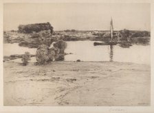 Untitled (River Scene with Boat), 1891. Creator: Charles A Platt.