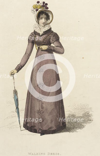 Fashion Plate (Walking Dress), 1822. Creator: Rudolph Ackermann.