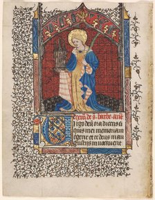 Leaf from a Book of Hours: St. Barbara (6 of 6 Excised Leaves), c. 1420-1430. Creator: Henri d'Orquevaulx (French); Workshop, or.