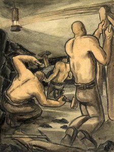 Industrial Coal mine scene, between 1939 and 1946. Creators: Central Office of Information, George Bissill.