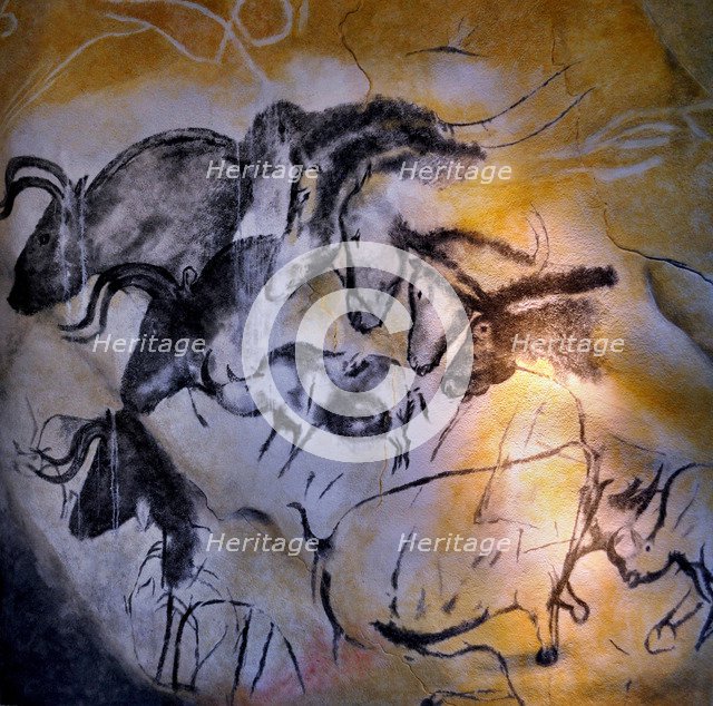 Painting in the Chauvet cave, 32,000-30,000 BC. Artist: Art of the Upper Paleolithic  